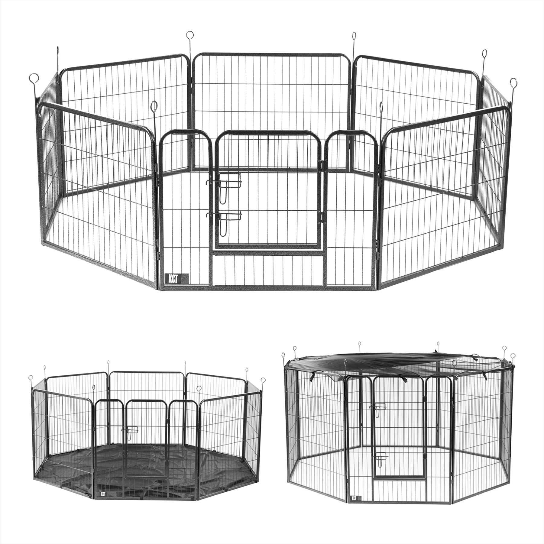 KCT 8 Side Heavy Duty Pet Play Pens Run with Optional Base / Cover