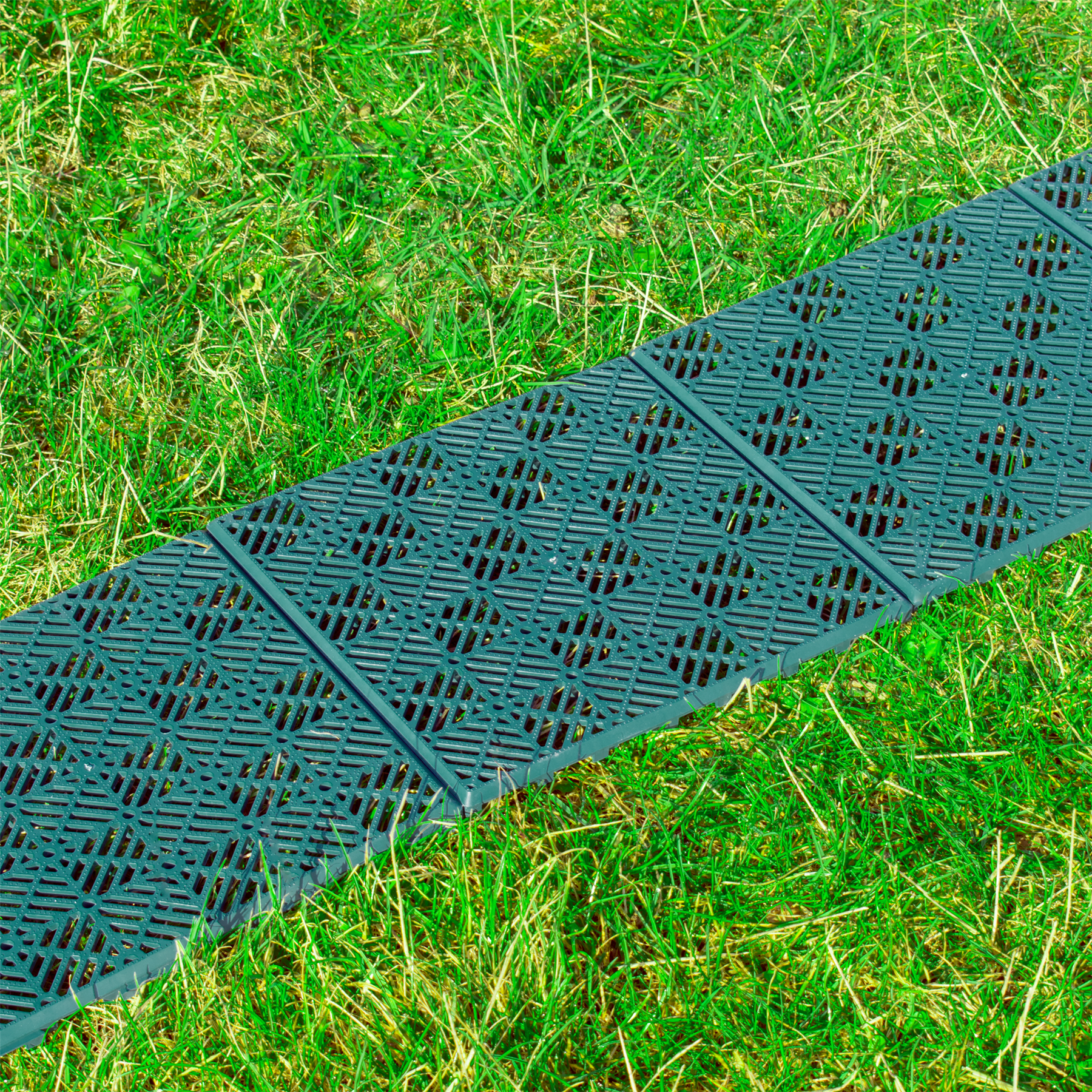 KCT Green Garden Path and Patio Decking Interlocking Tiles - 5 Pieces