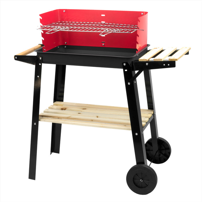 KCT Open Top BBQ Grill Garden Steel Camping Barbecue Trolley