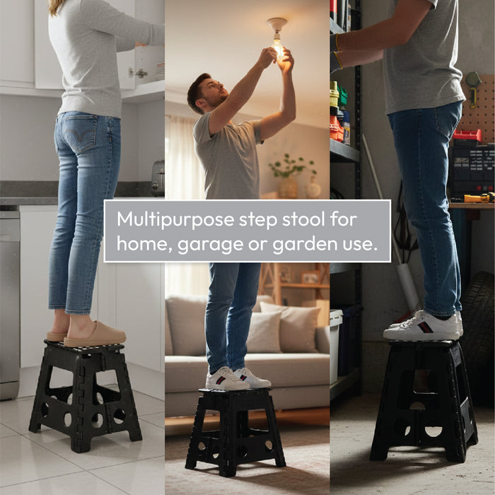 KCT Folding Multi Purpose Household Foldaway Step Stool Black