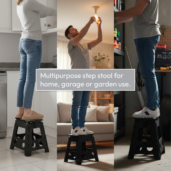 KCT Folding Multi Purpose Household Foldaway Step Stool Black