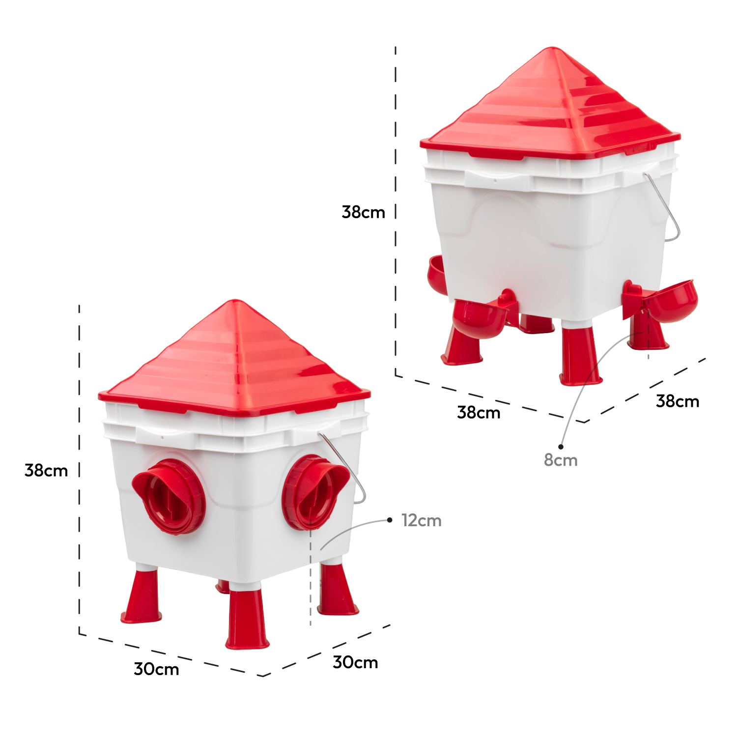 2pc Automatic 10Kg Chicken Feeder & 10L Waterer/Drinker Set with Raised Legs
