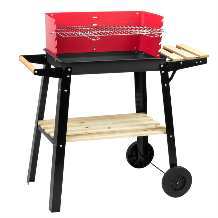 KCT Open Top BBQ Grill Garden Steel Camping Barbecue Trolley
