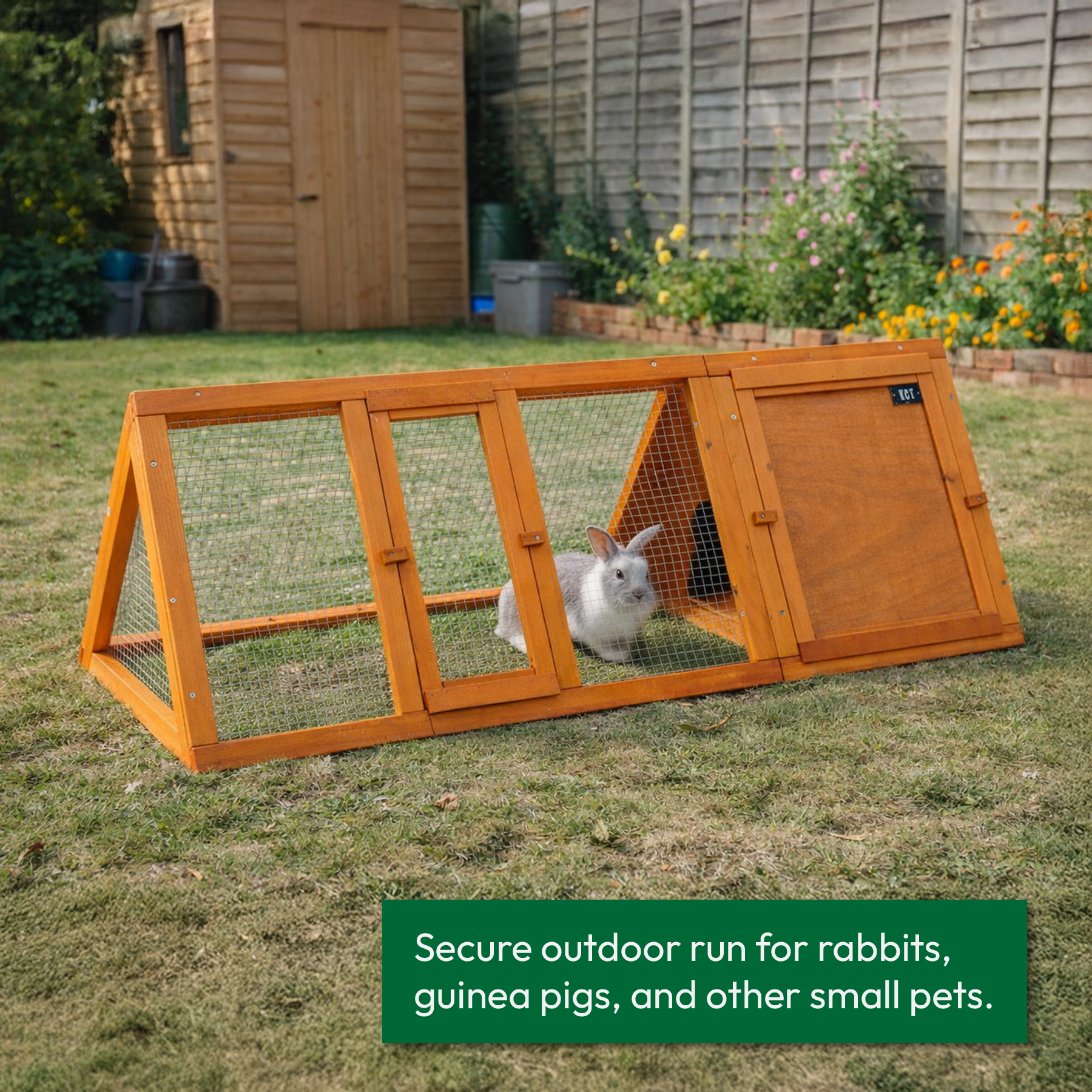 KCT Wooden Apex Roof Rabbit Pet Run