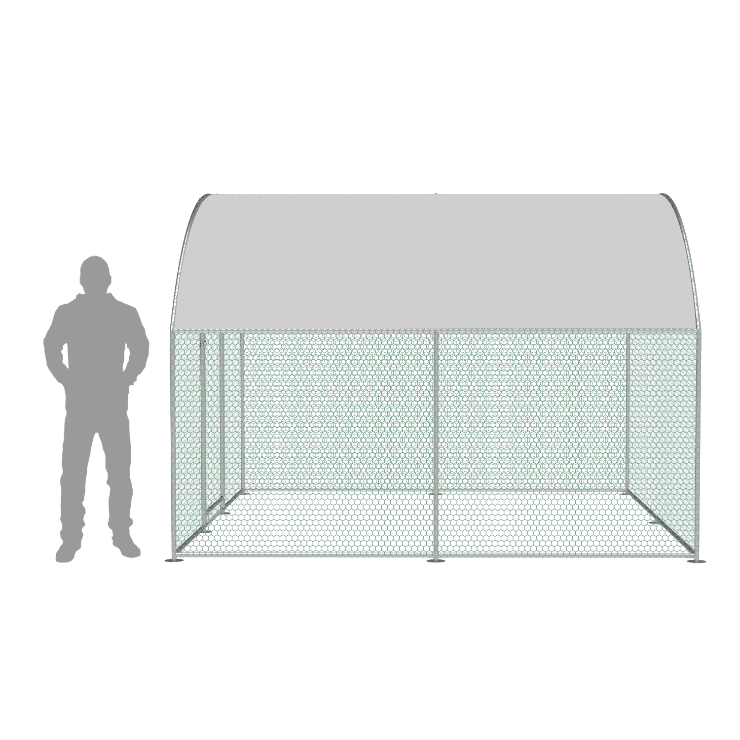 2.5x3m Walk In Galvanised Chicken Pet Run with Curved Roof