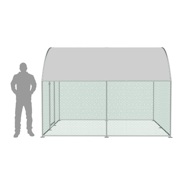 2.5x3m Walk In Galvanised Chicken Pet Run with Curved Roof