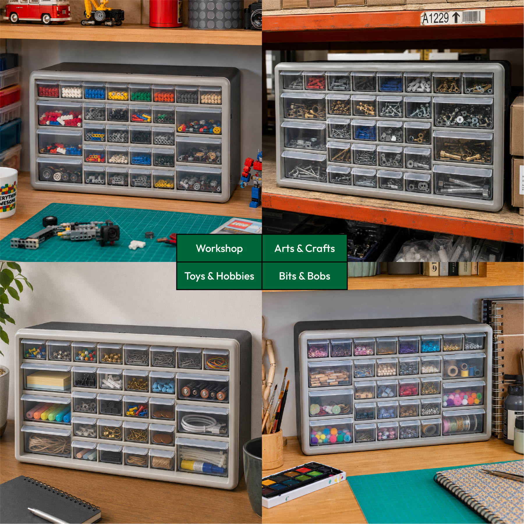 KCT Plastic Multi Compartment Wall Mountable Storage Drawer Units