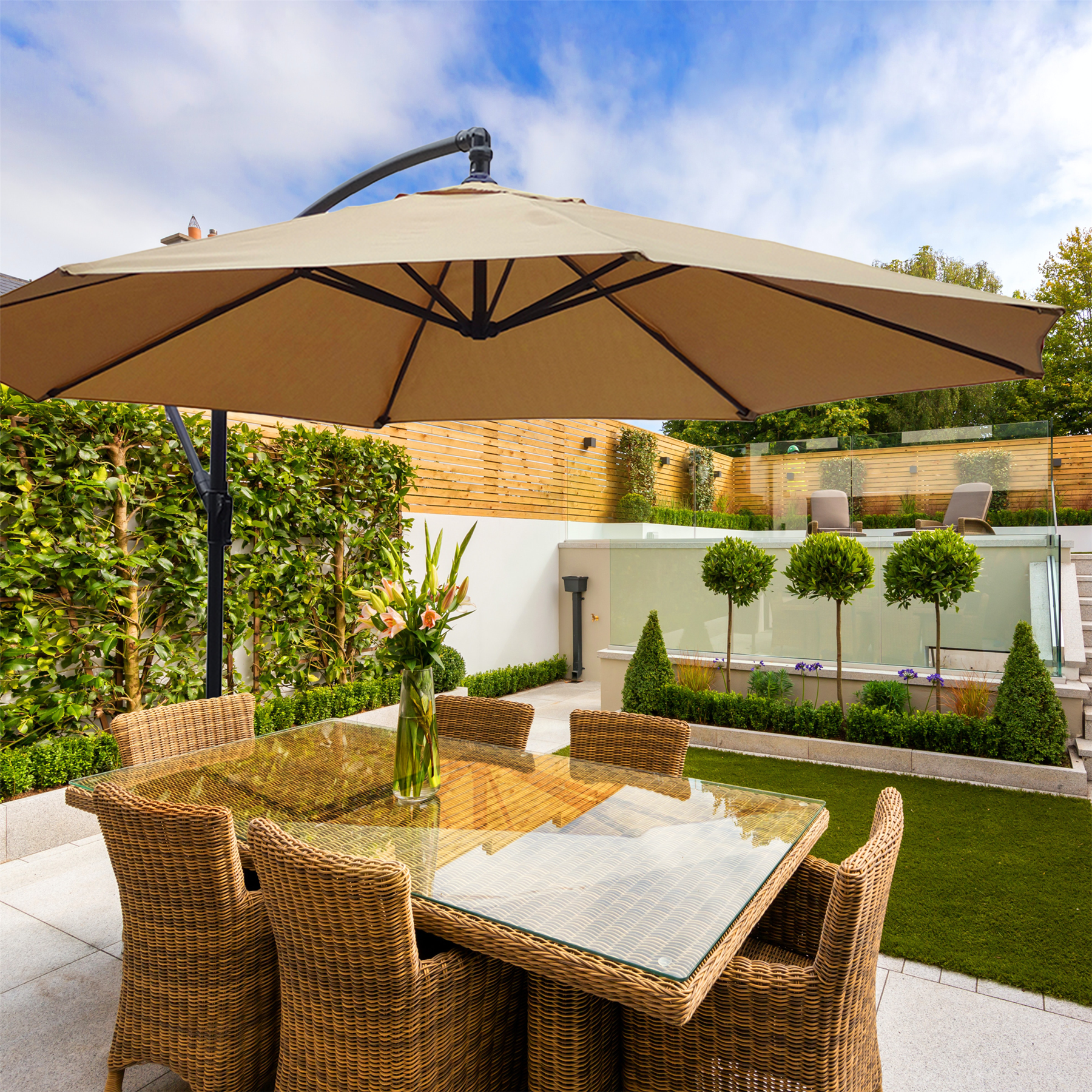 KCT 3.5m Large Cantilever Garden Parasols with Base