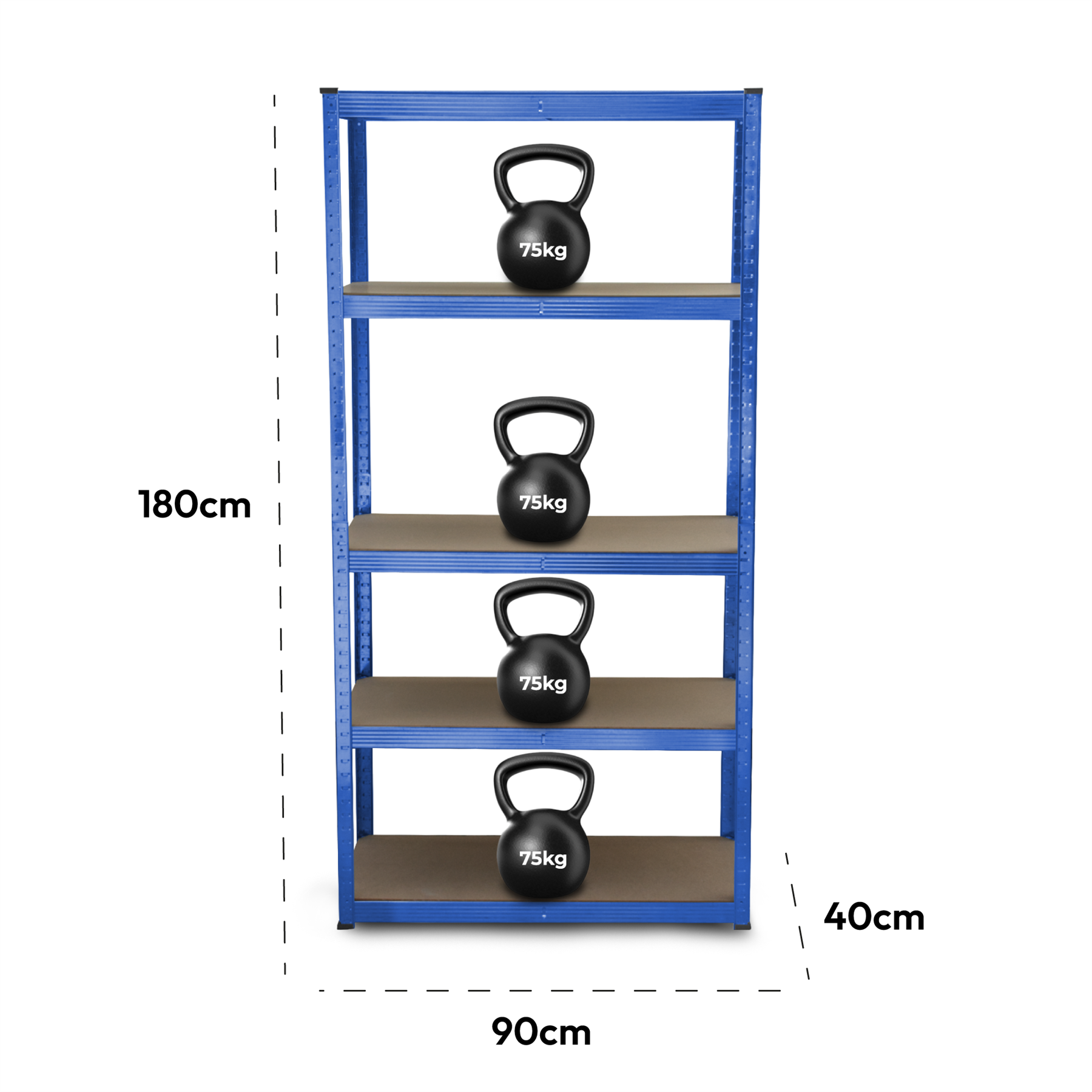 KCT 5 Tier Blue Metal Shelving Unit