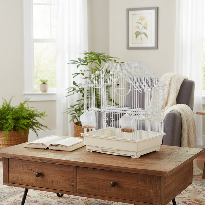 KCT Lima Small Exotic Bird Travel Cage - White