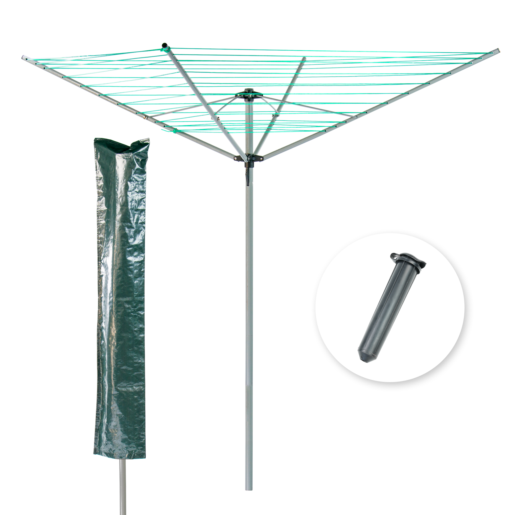 KCT 3 / 4 Arm Outdoor Rotary Washing Line Airers with Optional Covers