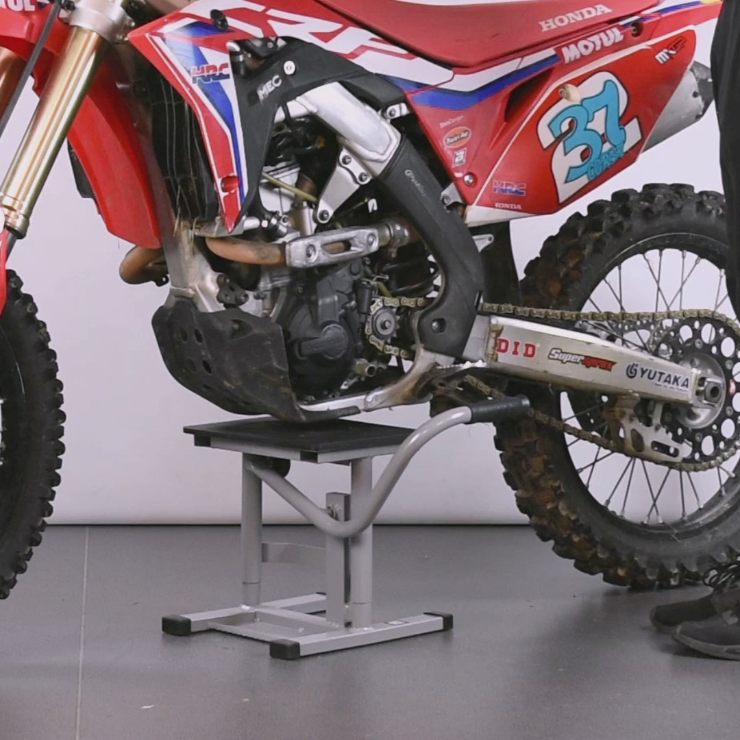 Load video: KCT Motocross Bike Lift Stand